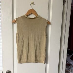 Marks & Spencer Sleeveless Knit Top Beige Gold Mock Neck Size M NWT Condition